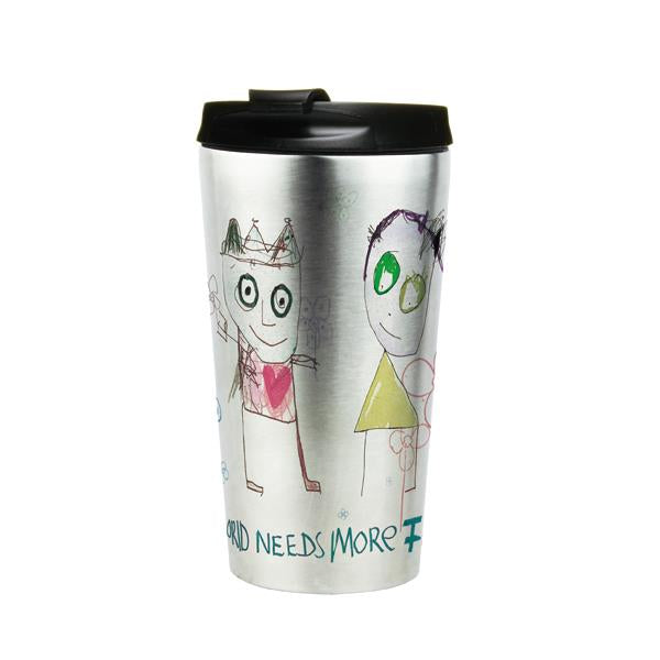 TERMO C/ TAPA NEGRA ACERO FLOWERS