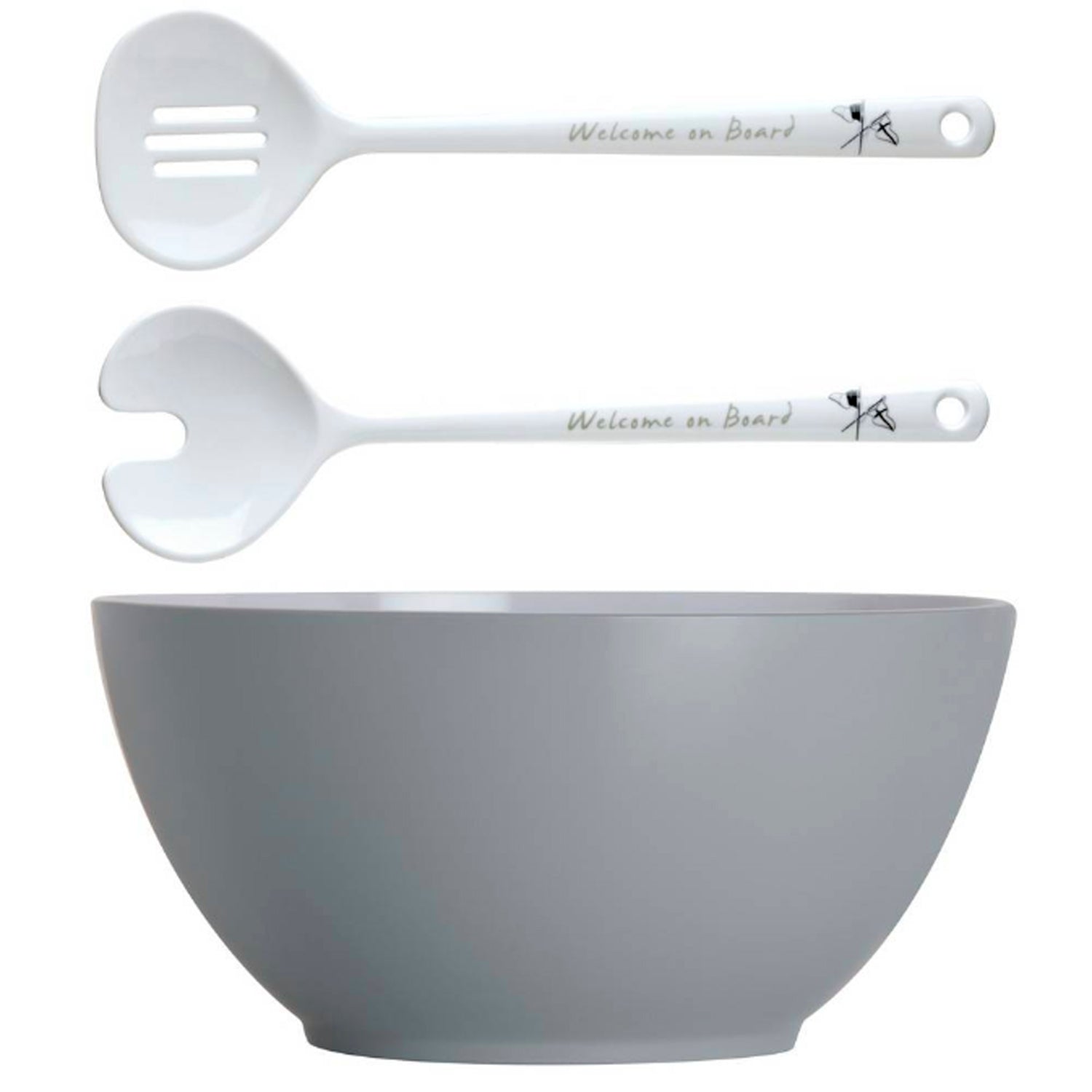 ENSALADERA + CUBIERTOS WELCOME ON BOARD X3