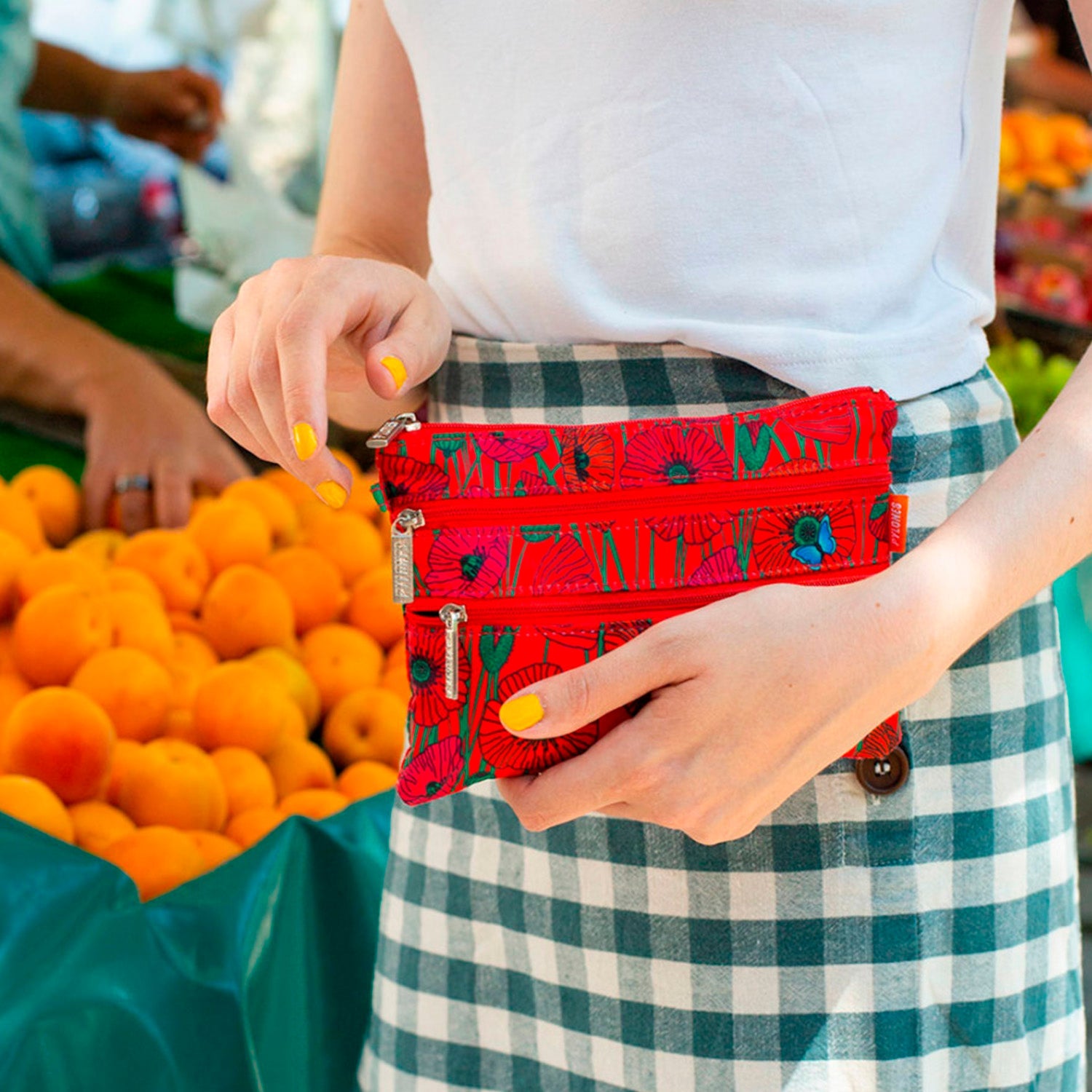BOLSO CON 3 CIERRES AMAPOLAS