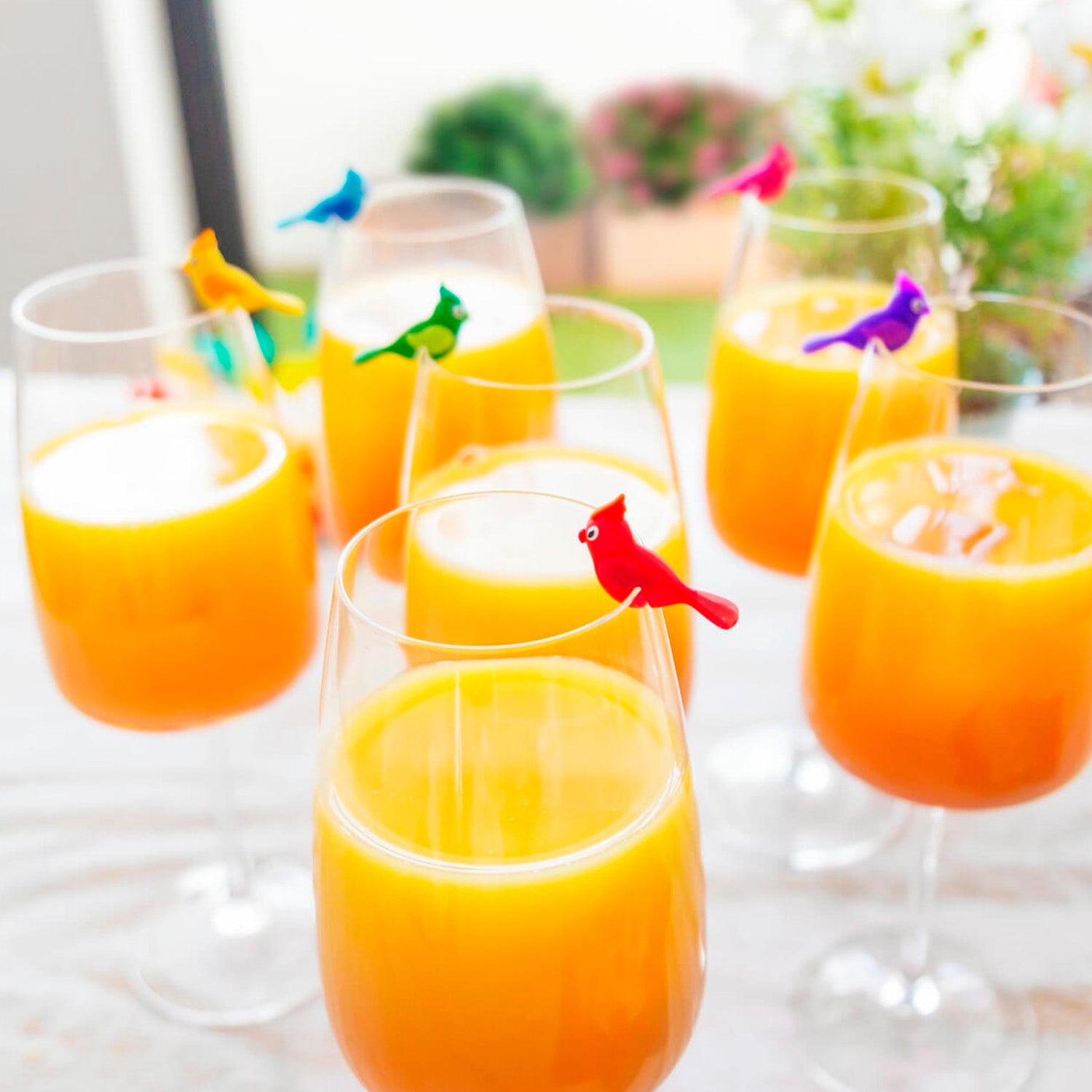 SET MARCADORES DE COPAS PAJARITOS X6