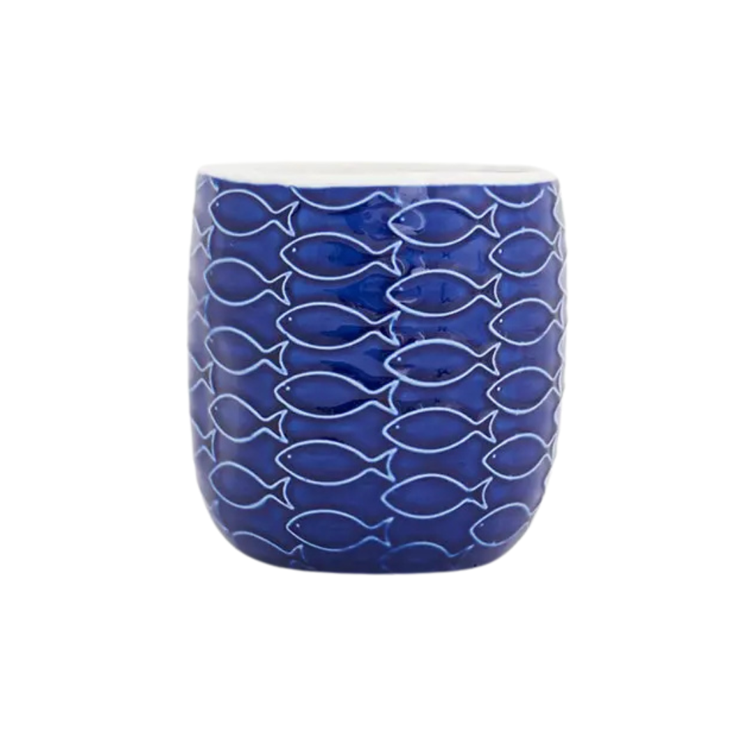 TAZA CAFÉ PECES AZUL