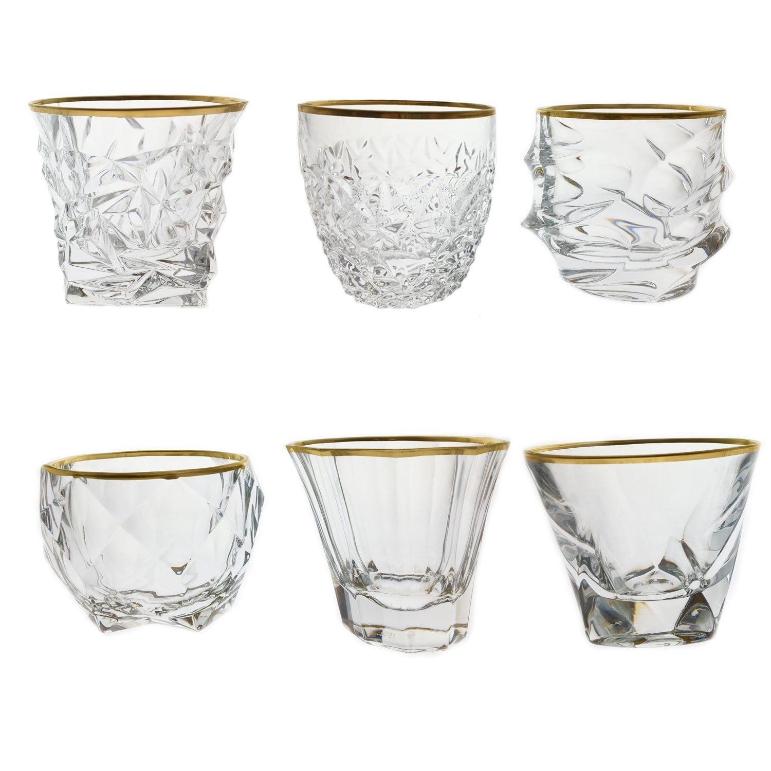VASOS BAJOS CON BORDE DORADO X 6