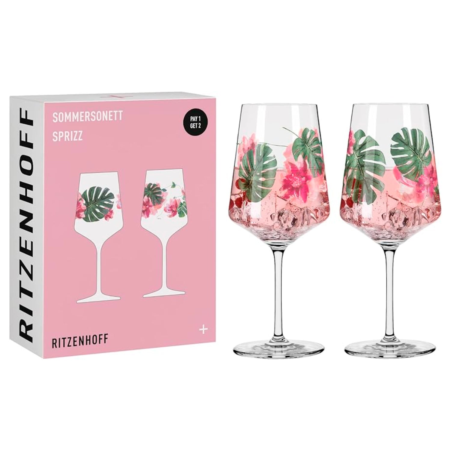 SET DE 2 COPAS DE SPRIZZ FLORES ROSADAS