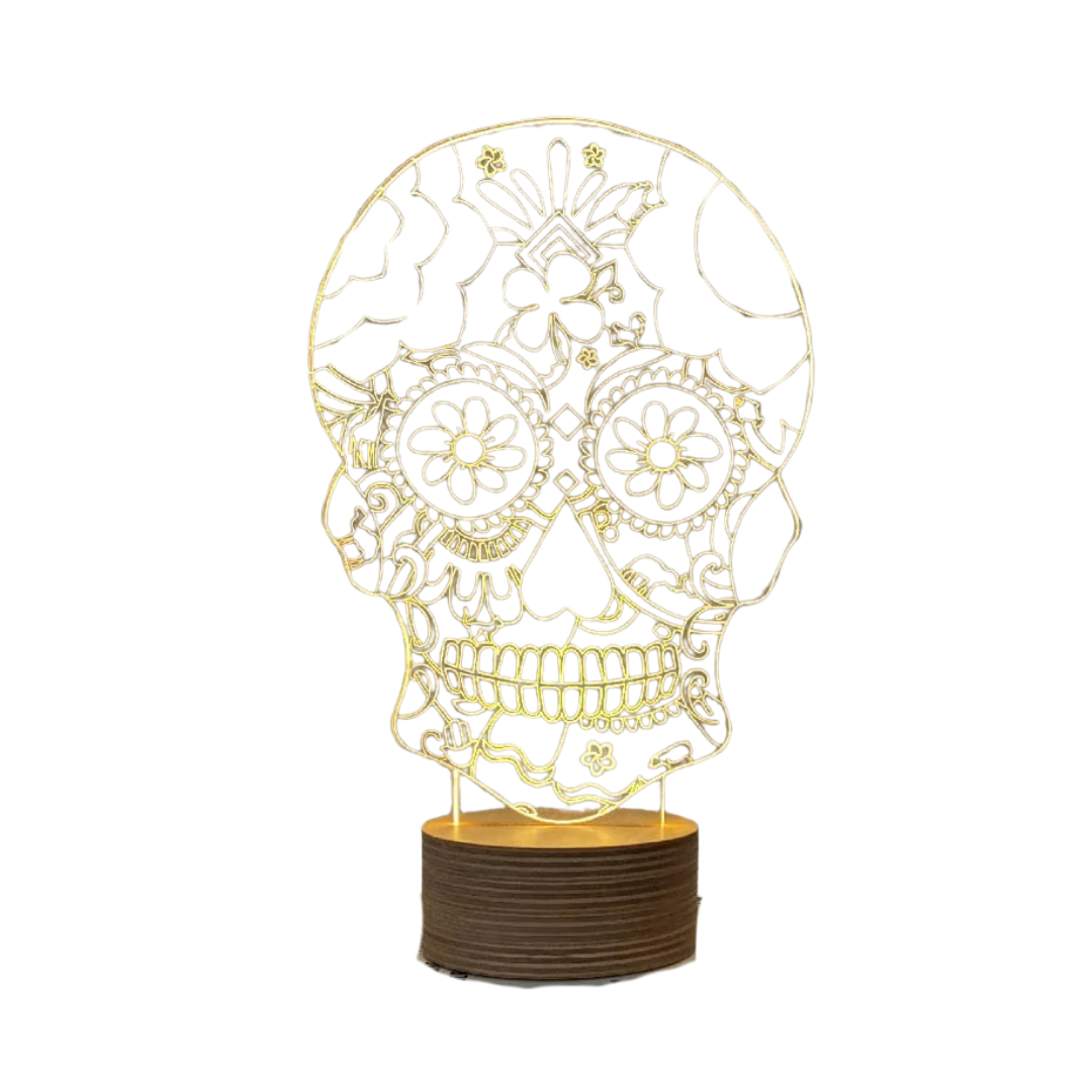 LÁMPARA DECORATIVA CALAVERA FLORES