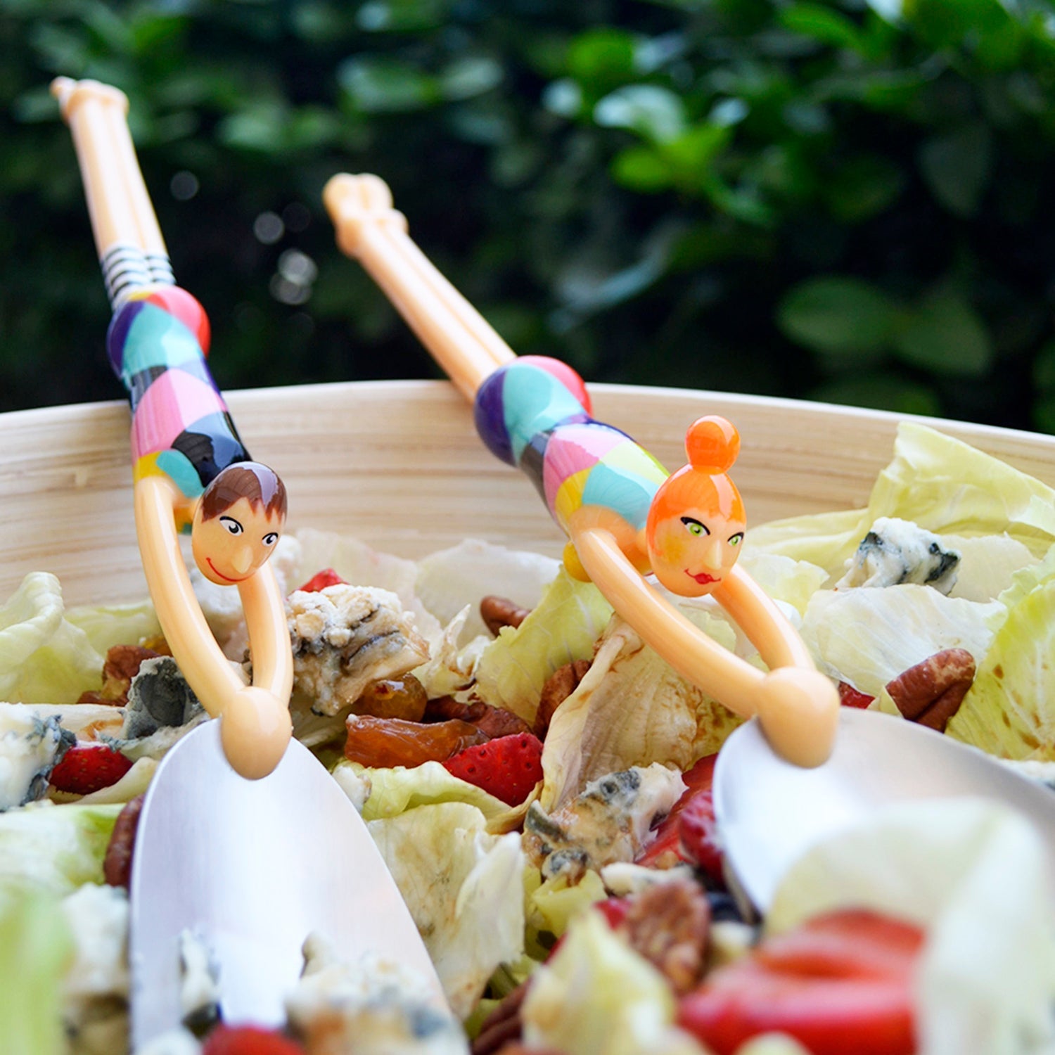 CUBIERTOS PARA ENSALADA NADADORES MULTICOLOR X2