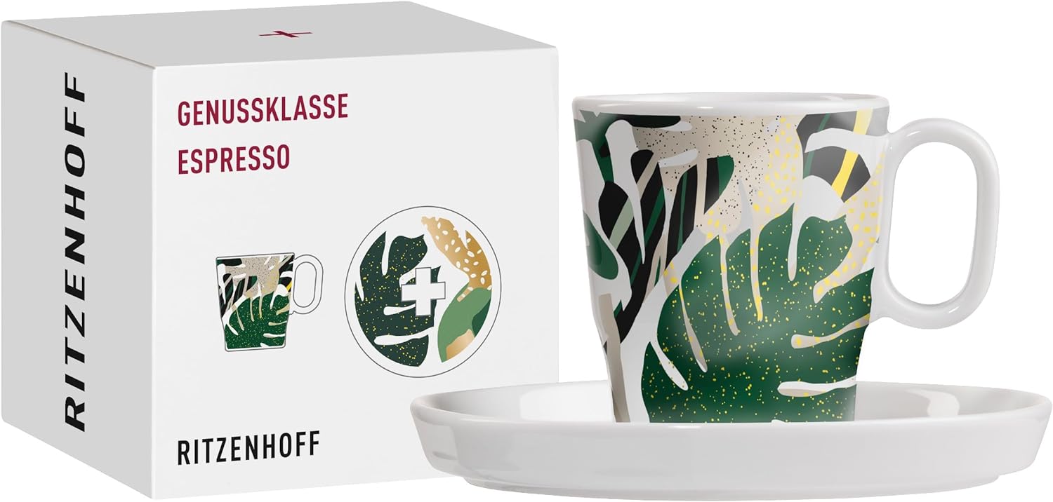 TAZA PARA ESPRESSO C/ PLATO HOJA