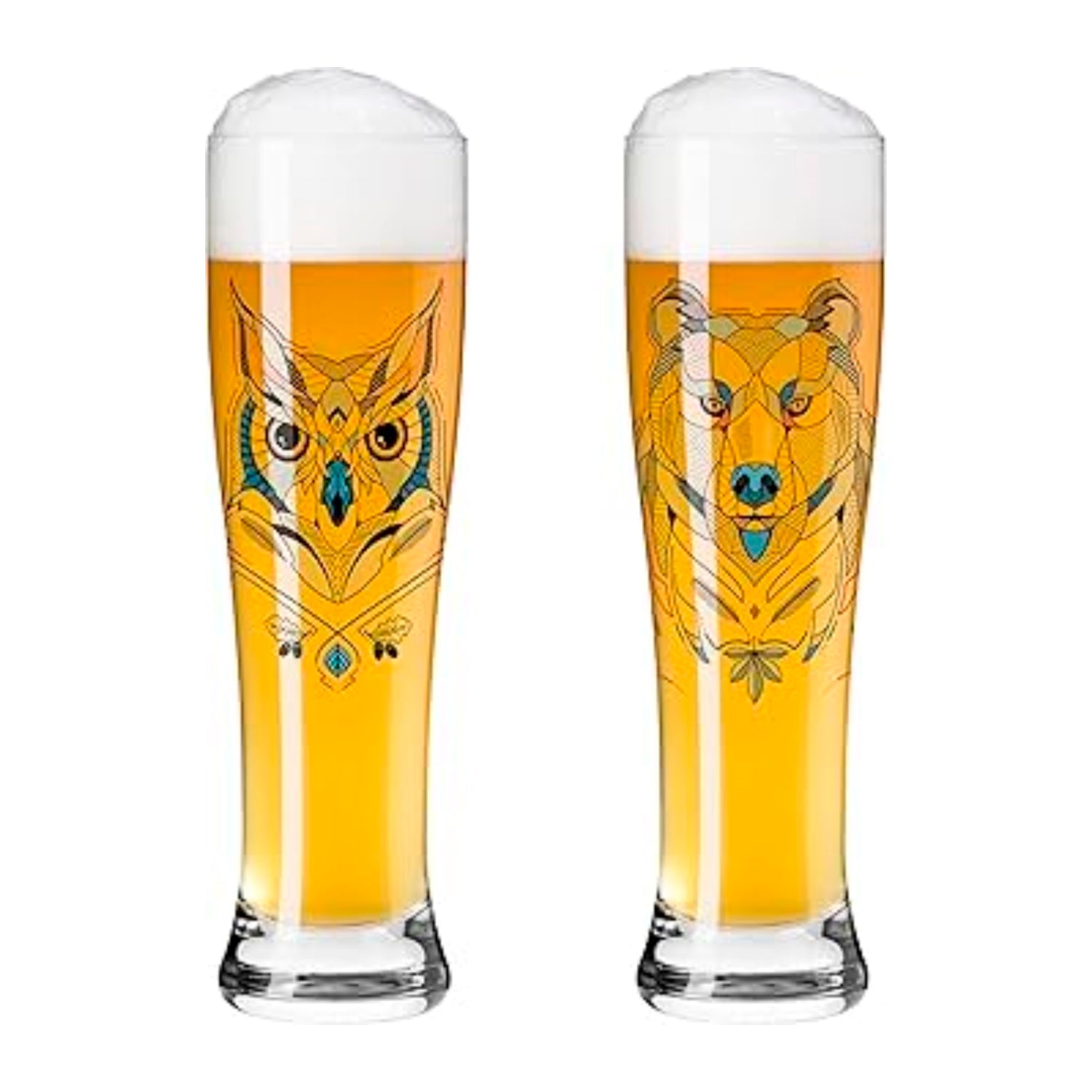 SET DE 2 VASOS PARA CERVEZA OSO Y BUHO