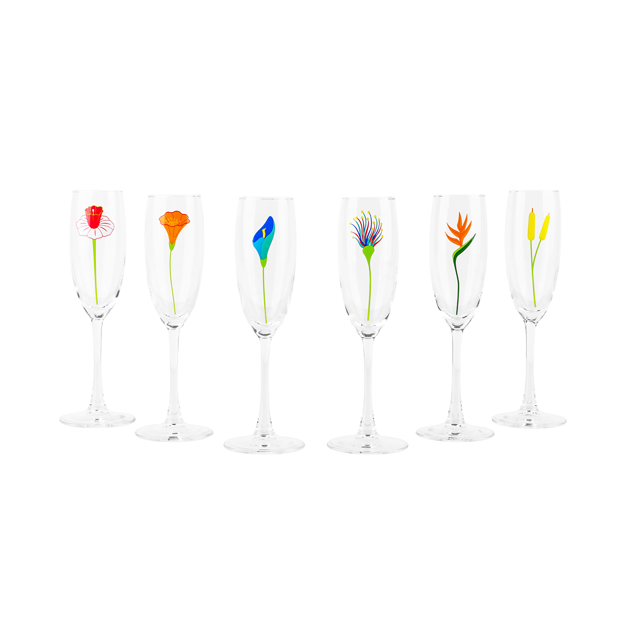 SET DE 6 COPAS DE CHAMPAGNE FLOWER GARDEN
