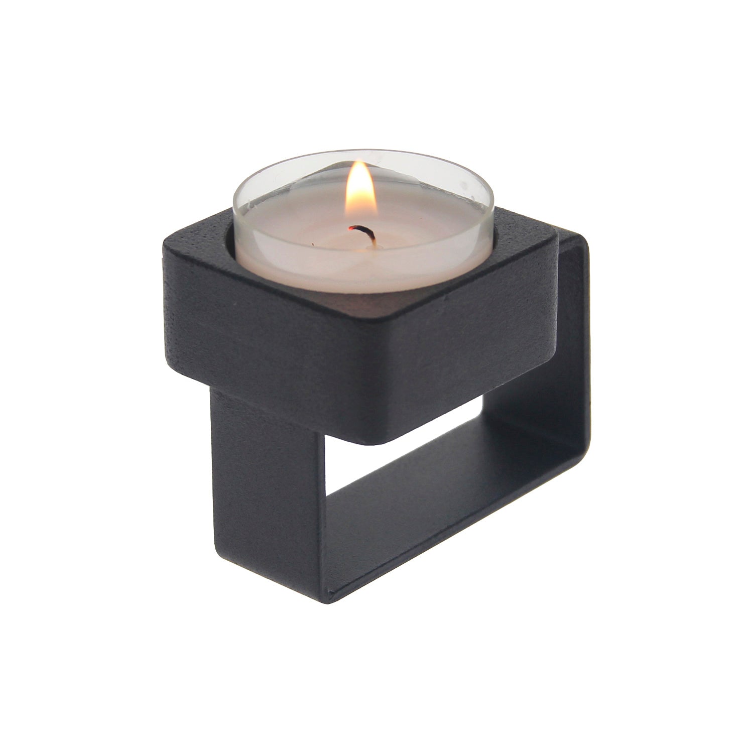 WOUD CANDLE HOLDER BLACK S