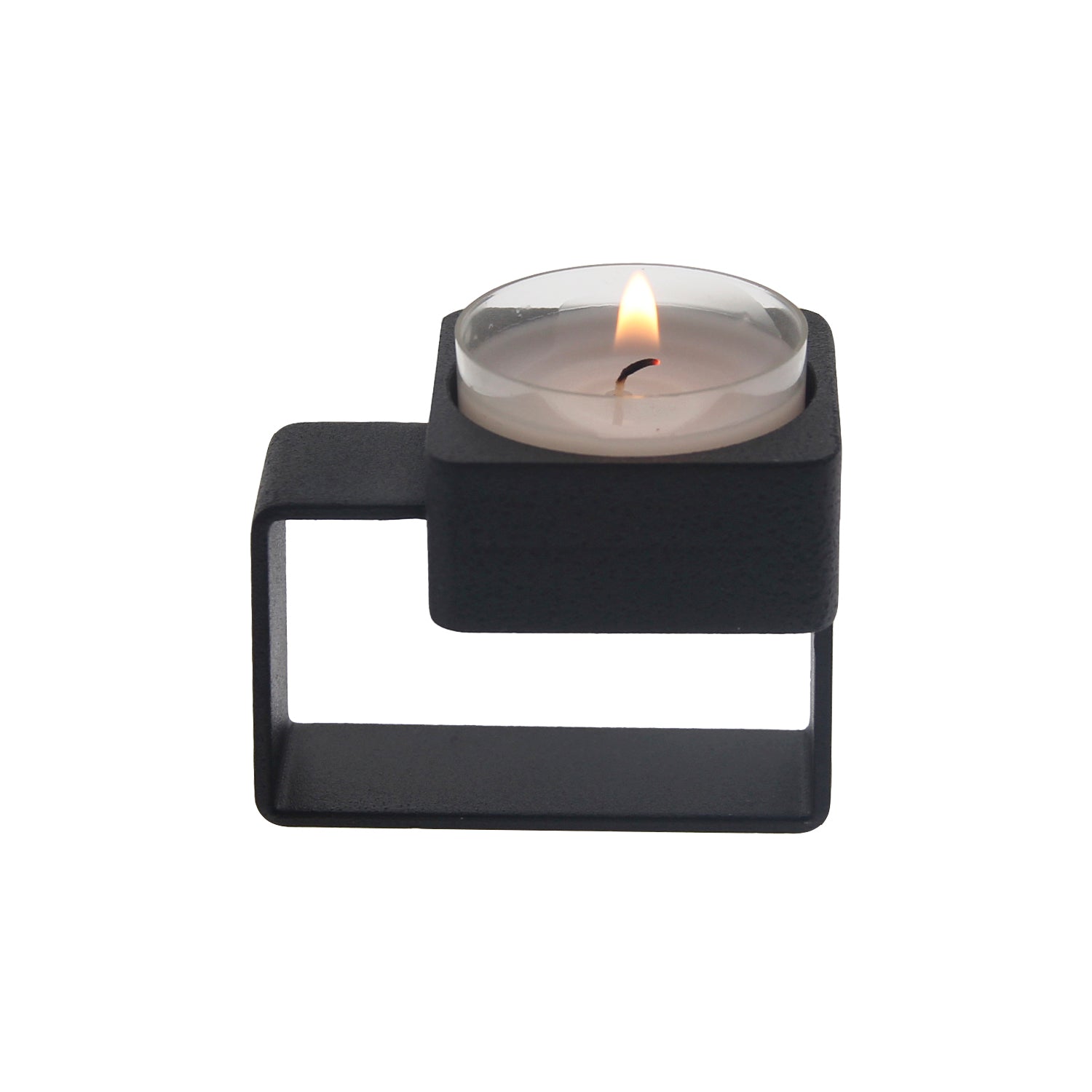 WOUD CANDLE HOLDER BLACK S