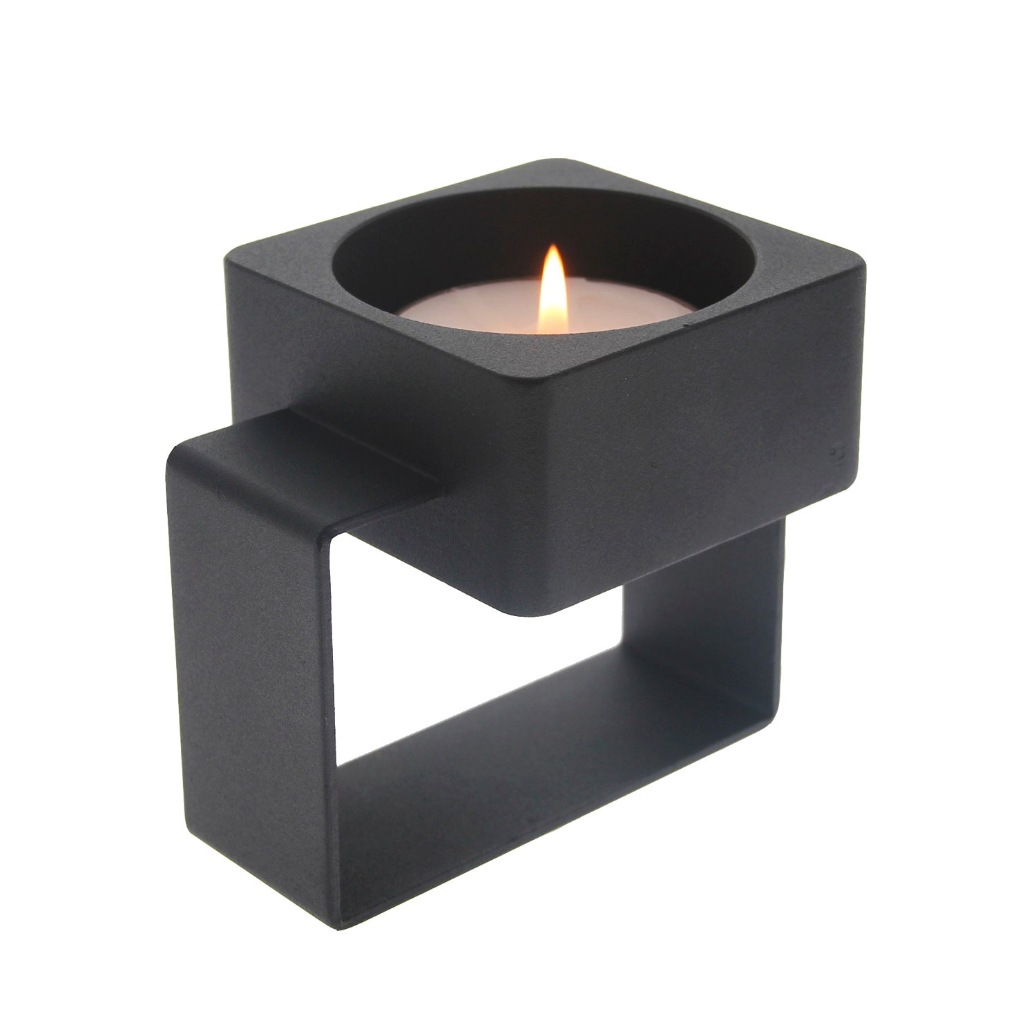 WOUD CANDLE HOLDER BLACK M