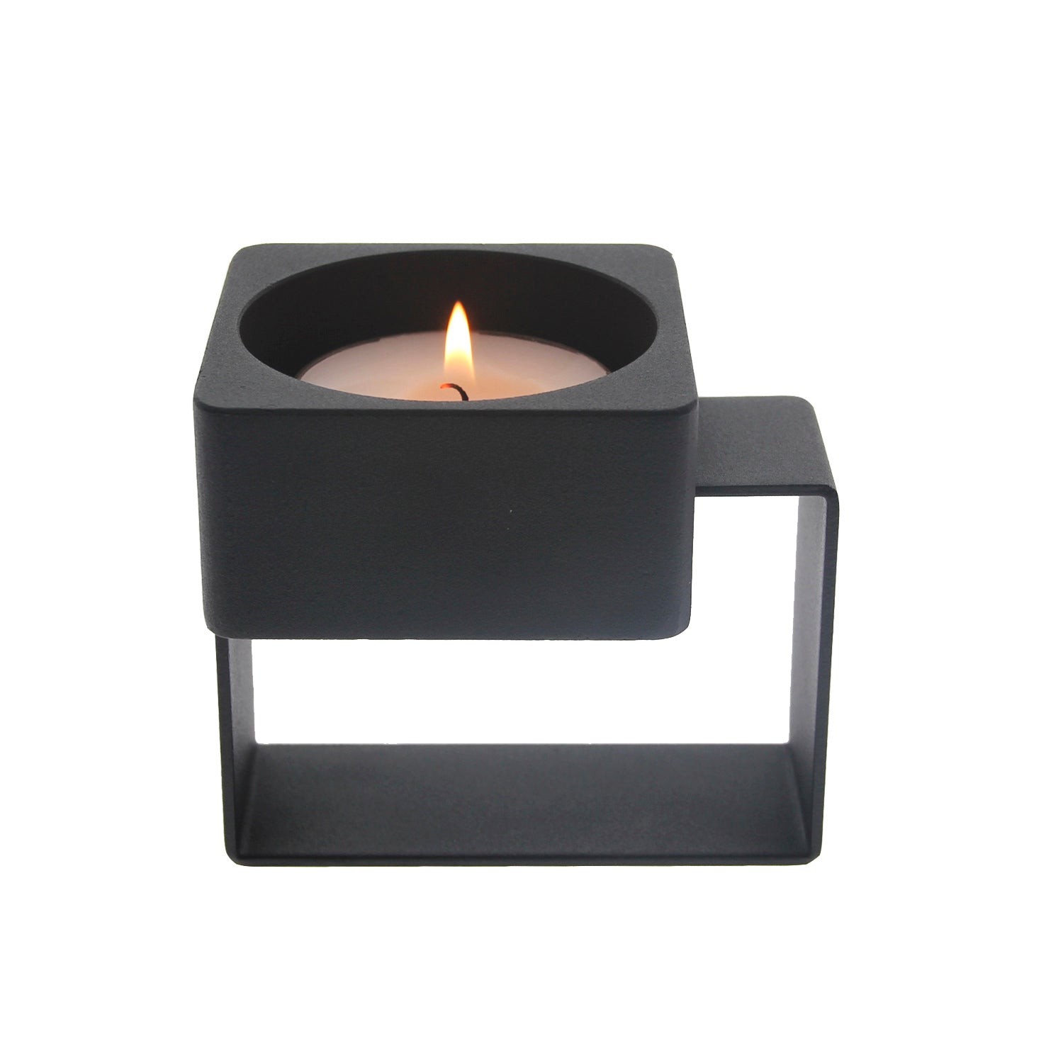 WOUD CANDLE HOLDER BLACK M