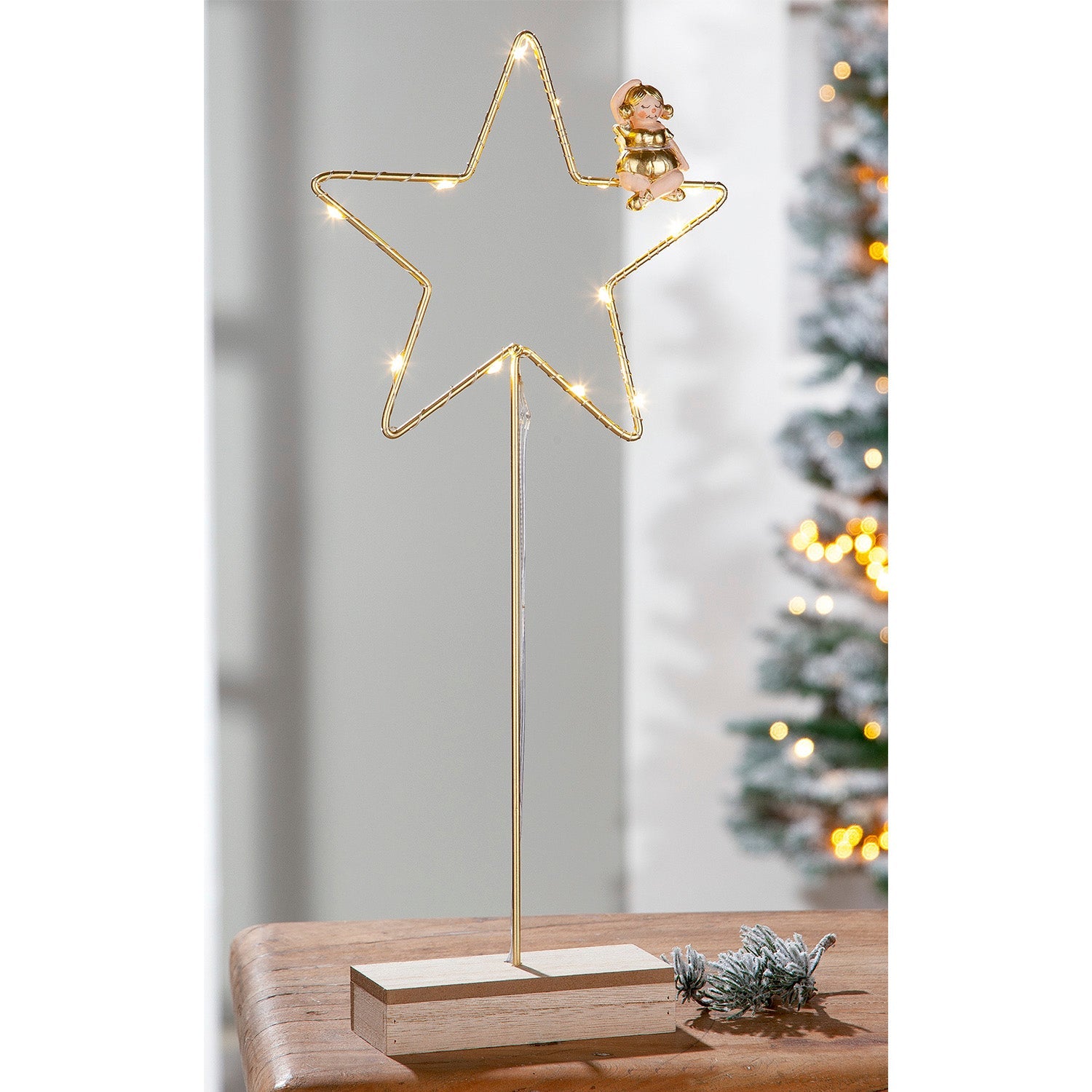 STAR WITH ANGEL LED ORNAMENT