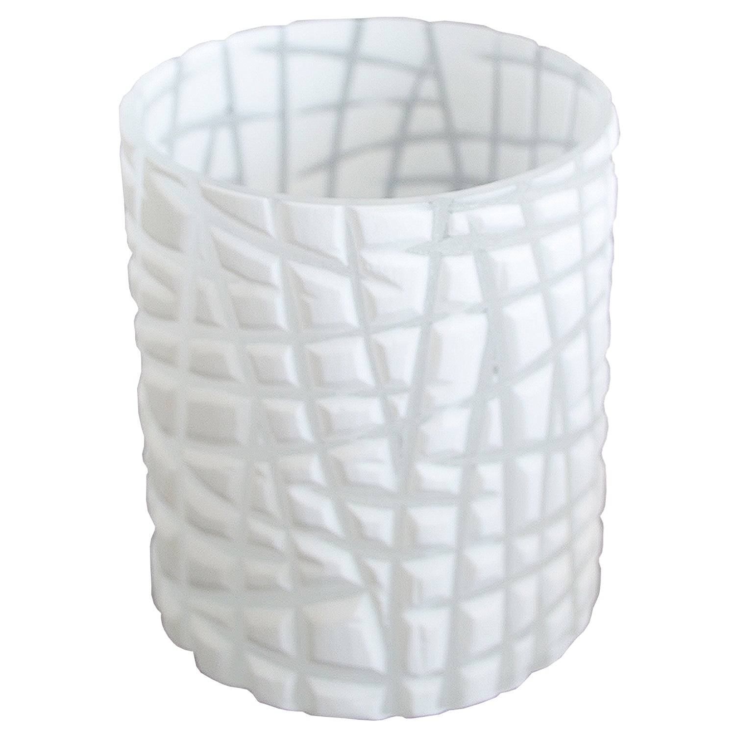 CUT WHITE GLASS CANDLE HOLDER