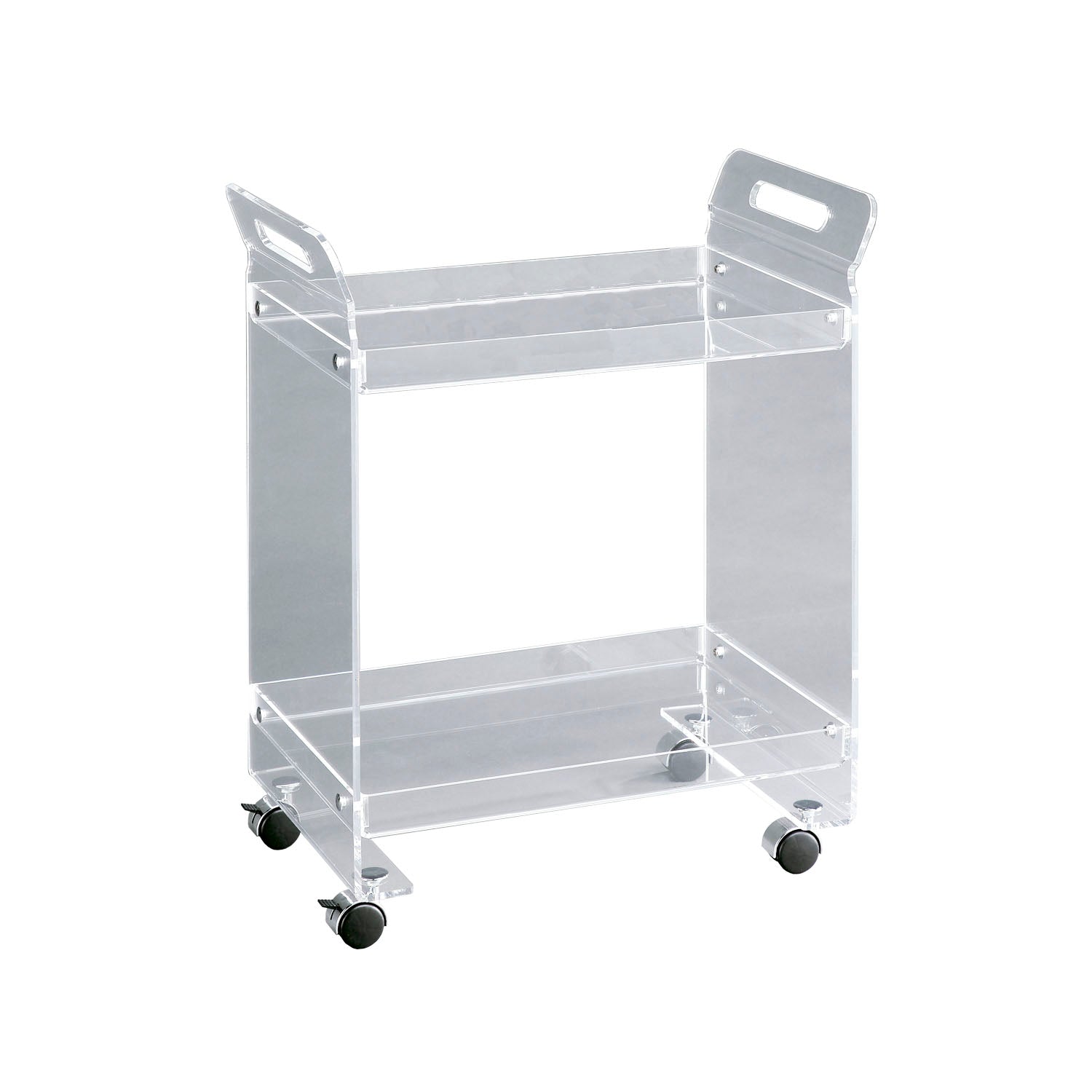 TWO LEVEL ACRYLIC ROLLING BAR CART