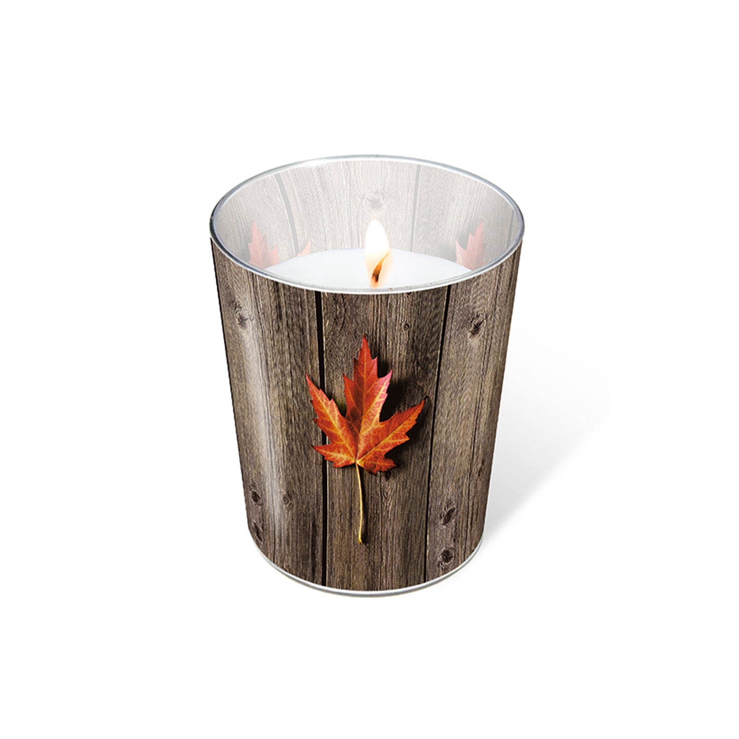 AUTUMN LEAF CANDLE BROWN BACKGROUND