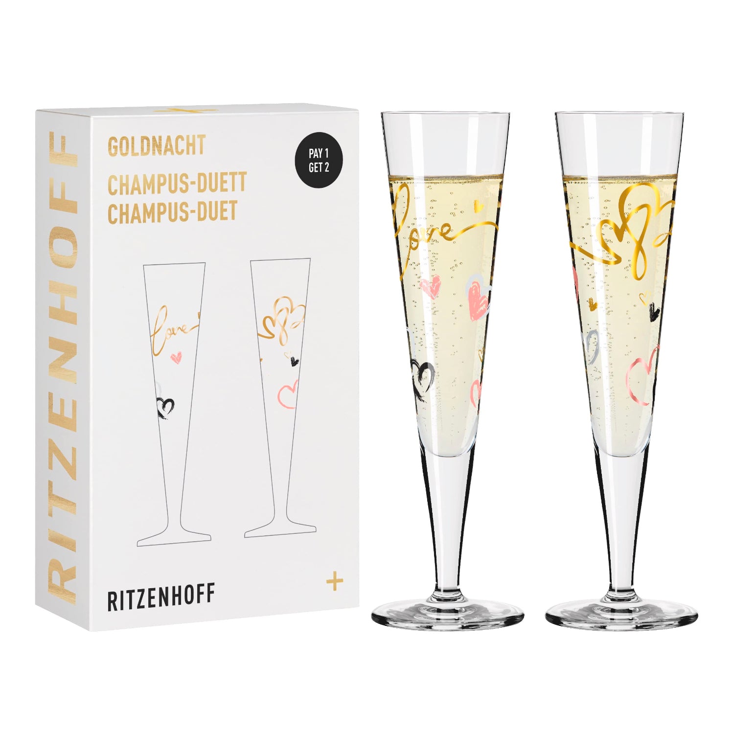 SET DE 2 COPAS DE CHAMPAGNE LOVE