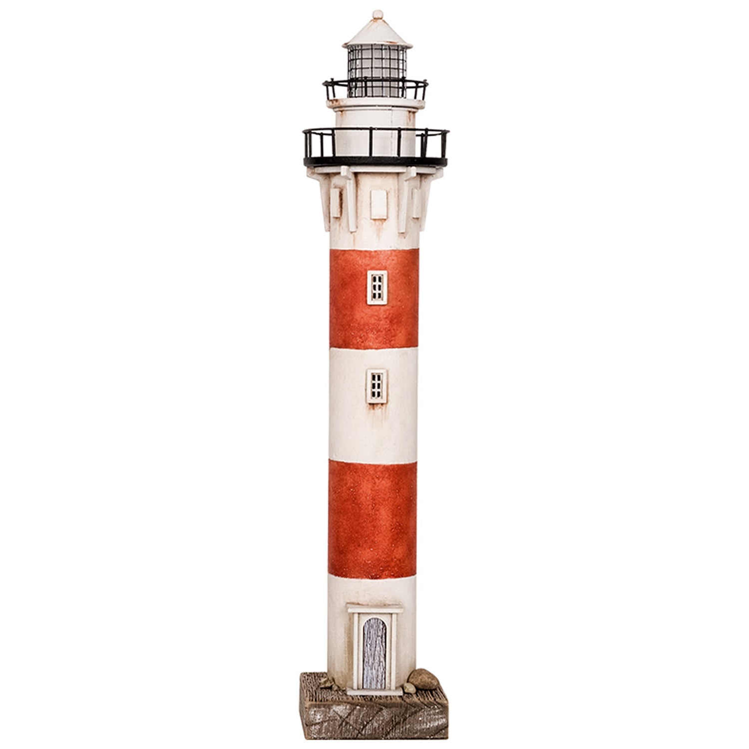 LIGHTHOUSE WITH RED STRIPED LIGHT