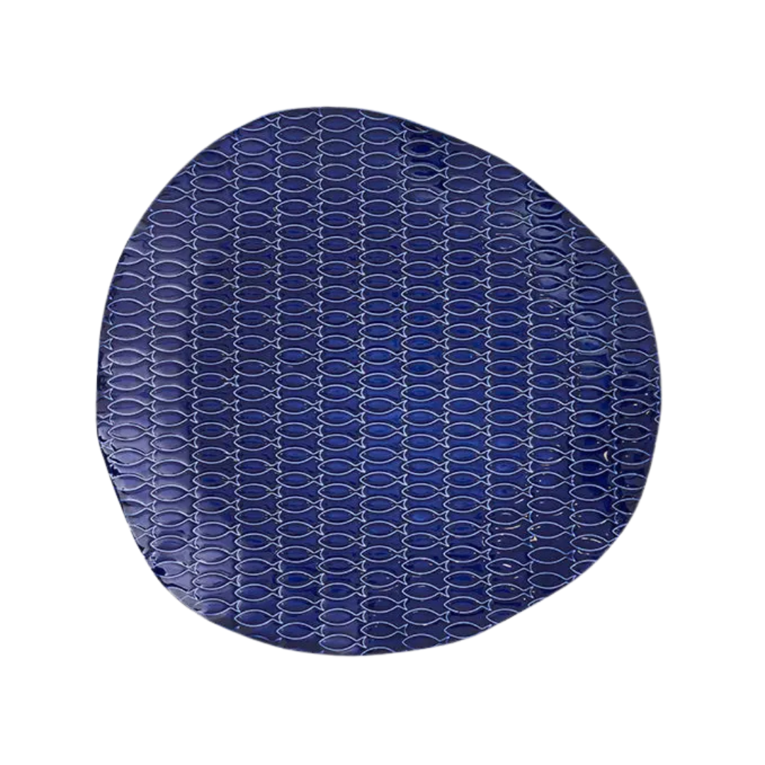 PLATO REDONDO PECES AZUL